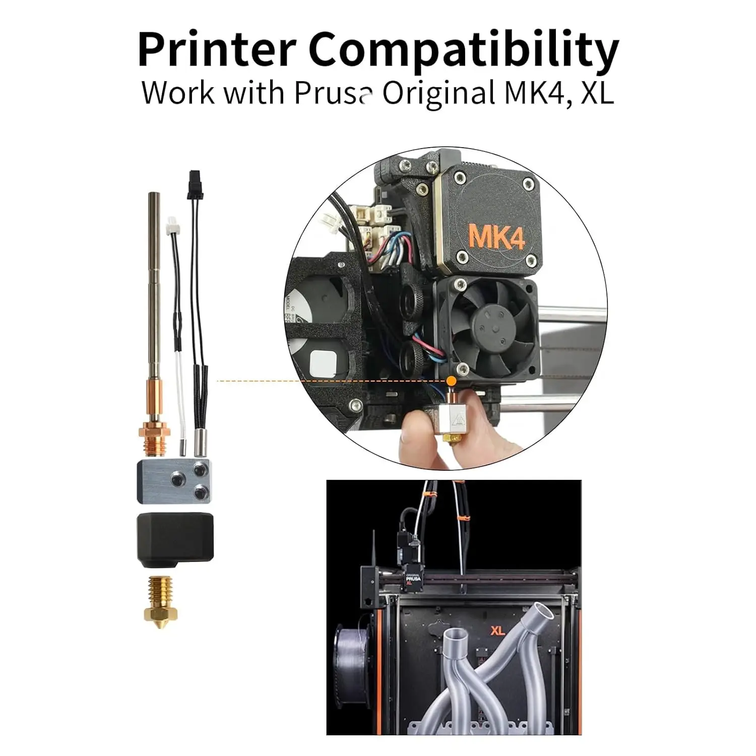 Zestaw głowicy drukującej 24V 40W z silikonową osłoną i dyszą 0,4 mm do drukarki 3D Prusa I3 MK4 XL — zdjęcie produktu 5