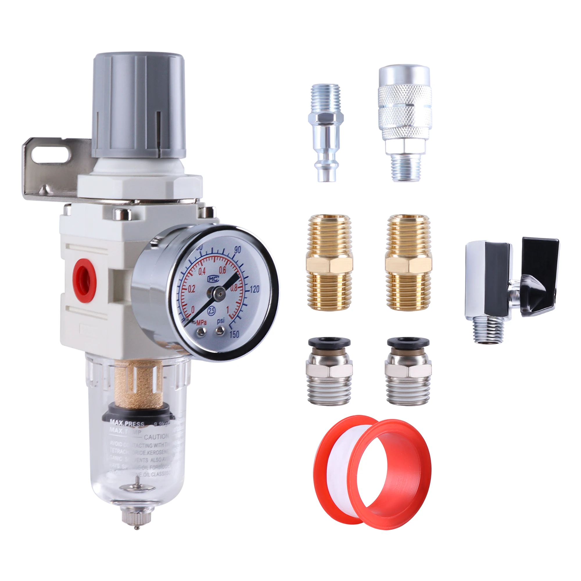 Regulator Filter pneumatik AW2000-02, AW4000-04, Regulator Filter udara tekan pneumatik dengan alat pengukur udara