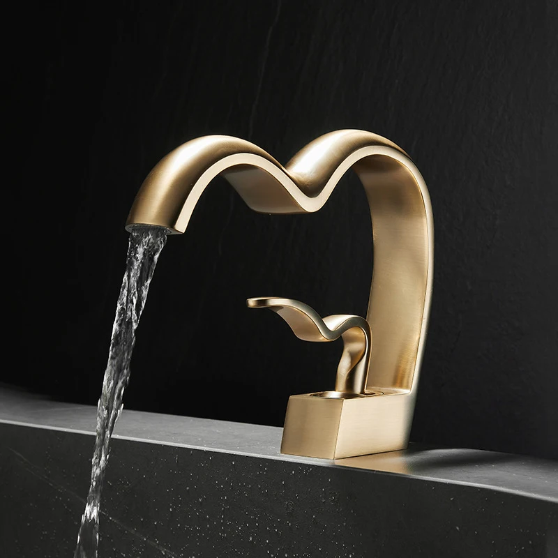 Gun Grey Bathroom Faucet Brushed Gold Bathroom Basin Faucet Cold And Hot Water Black Basin Mixer Sink Tap Deck Mounted Wash Taps