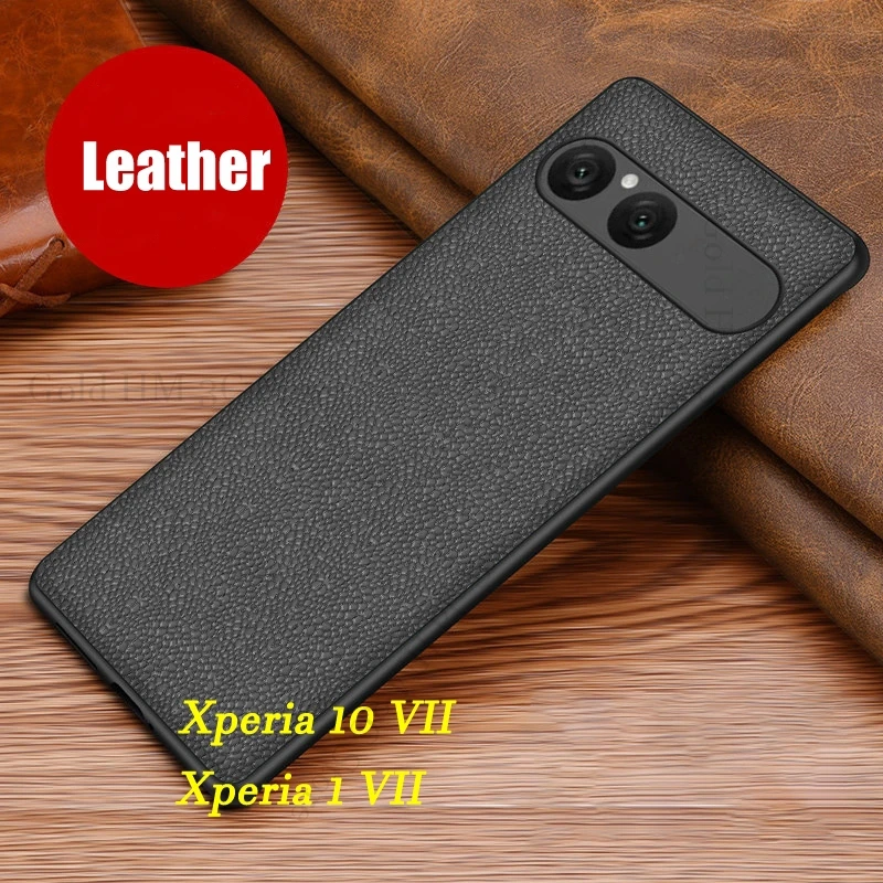 

For Sony Xperia 10 VII Leather Phone Protective Back Case Xperia 1 VII 10 IV Soft Bumper Phone Cover Xperia 10 IV 1 VI 1 III 10V