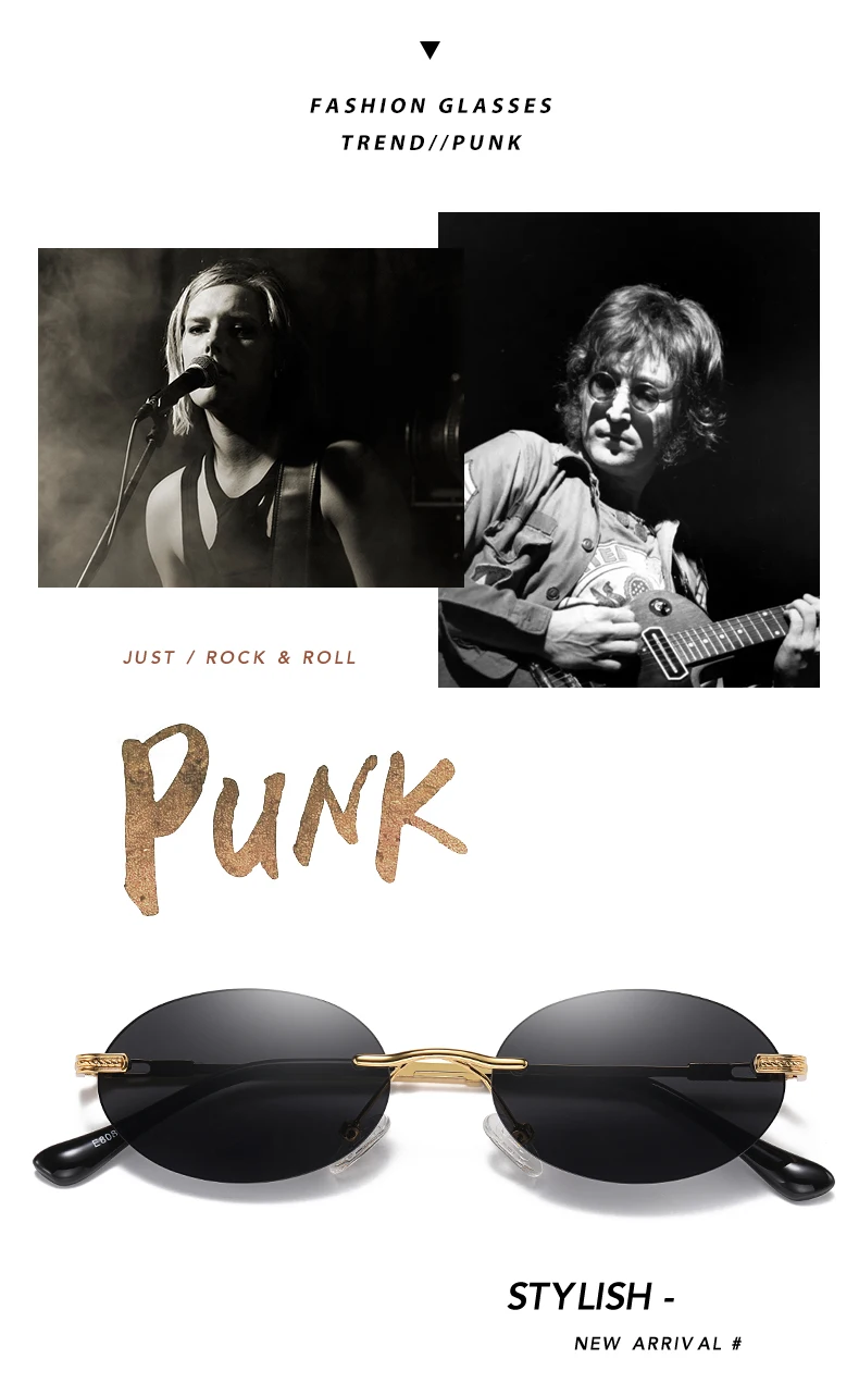Retro Ovale Sonnenbrille Randlos Herren Blau Verspiegelt Gold Metall Herrenbrille Rund Rahmenlos Damen UV400 – Detail 2