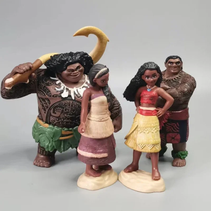 Moana Maui Chief Tui Sina Heihei Tala Action Figures Collectible Ornaments Disney Movie Moana Doll for Children's Birthday Gifts