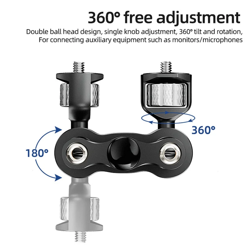 Magic Arm With Dual Ball Head For Tripod Phone Clip 1/4Inch Screw For LED Light LCD Monitor Microphone