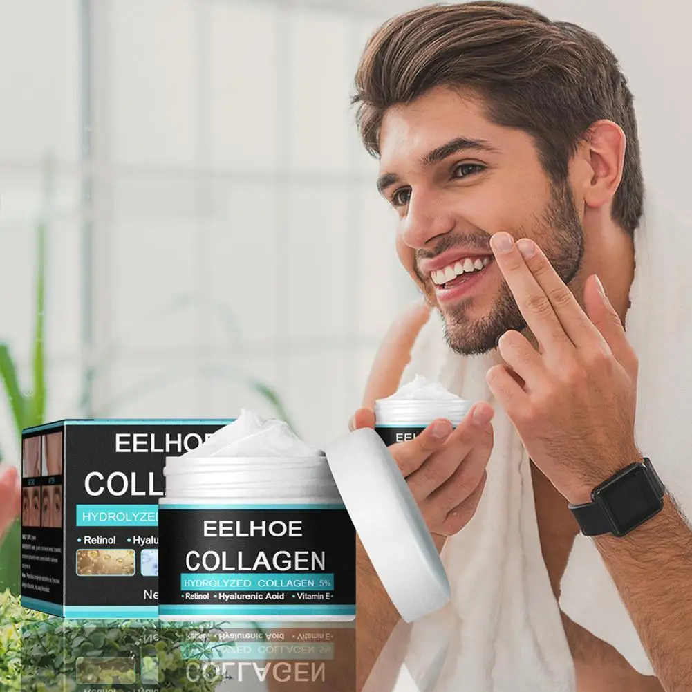 Collagen Creams For Men Smooth Wrinkle Younger Face Cream Firming Moisturizing Hyaluronic Acid Whitening Cream Facial Skin Care