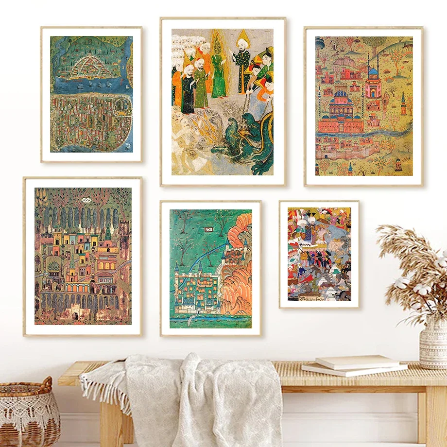 

Retro Ottoman Empire Map Islamic Istanbul Wall Art Canvas Painting Nordic Posters And Prints Wall Pictures For Living Room Decor