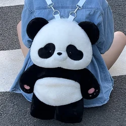 Genuine Giant Panda Holding Bamboo zaino borsa da scuola regolabile Cute Plush Cartoon Dolls Kawaii Toys regali di compleanno di natale