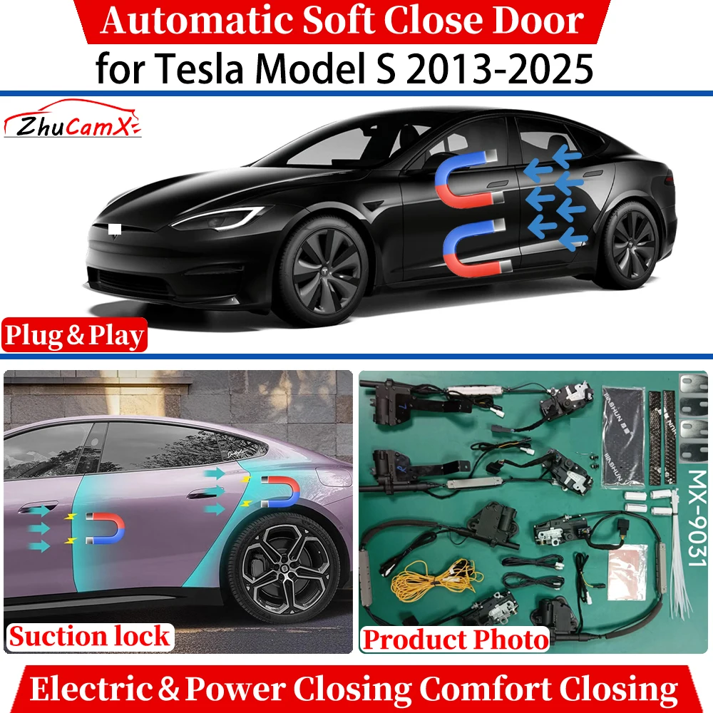 ZhuCamX per Tesla Model S 2013-2025 Automatico Soft Close Porta Alimentazione Elettrica Chiusura Comfort Chiusura Blocco Aspirazione Sistema Silenzioso
