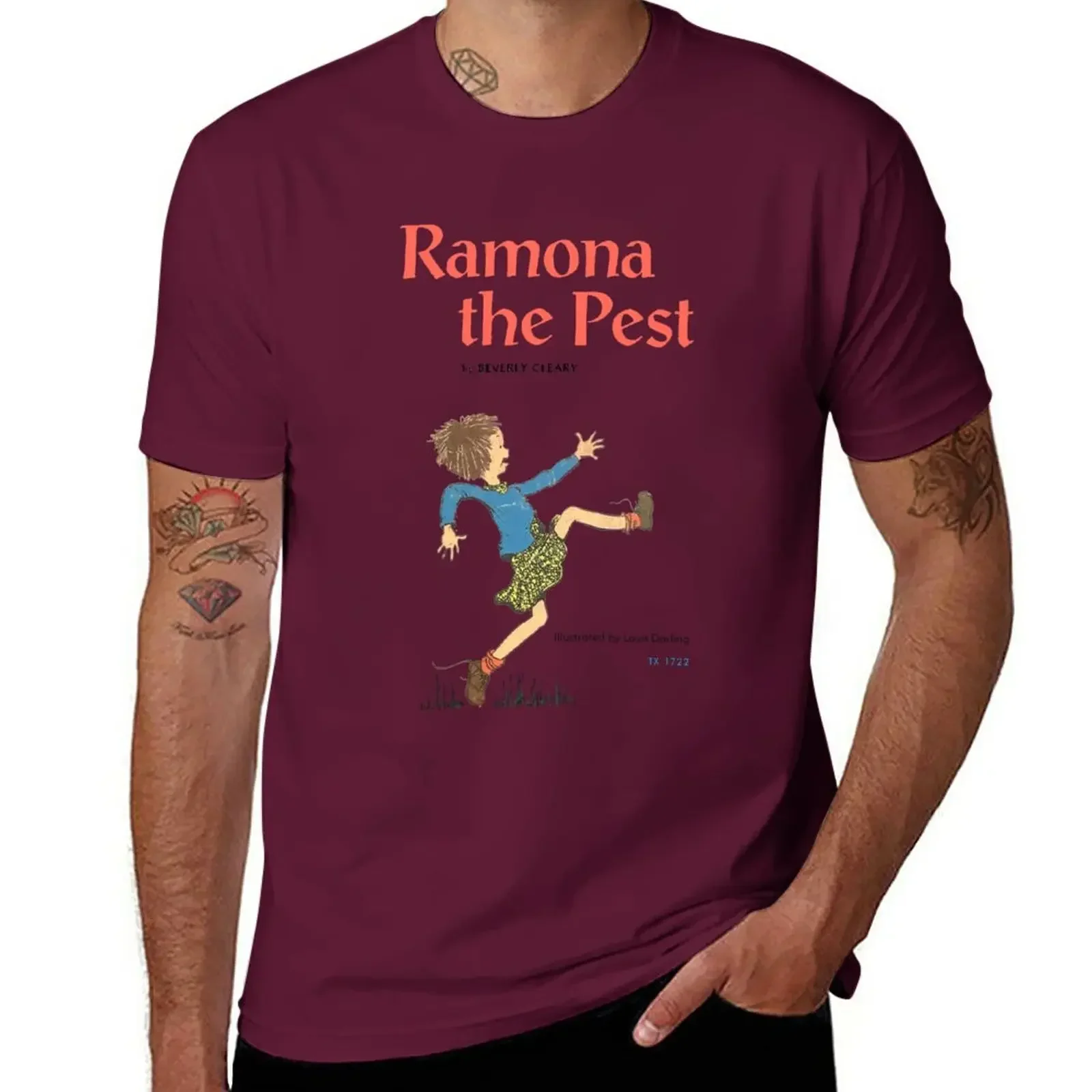 korean fashion funny t shirts fitted t shirts for men  New Ramona the Pest Vintage Book Cover (1970) T-Shirt