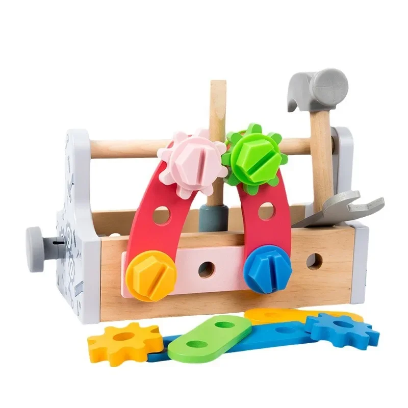  Wooden Tool Box Toy Pretend Game Puzzle Disassembly Set Simulation Multifunctional Repair Carpenter Boy Gift