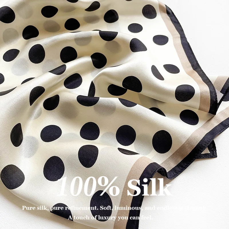 Luxuriöses 53cm Kleines Quadratisches Echtseide-Haarband für Damen, 100% Maulbeerseide Halstuch, Haarband, Bandana, Taschenband, Foulard, Poncho