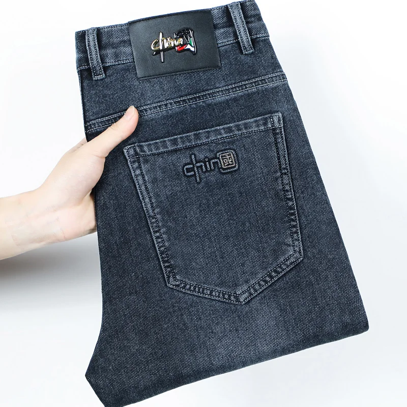 

2024 Spring Autumn New Business Straight Jeans Men Embroidery Casual Versatile Fashion Mens Clothing Denim Trousers Male Clothes