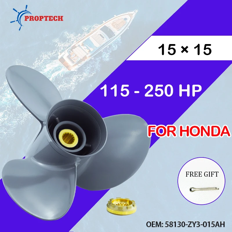 For HONDA Outboard Propeller 15*15 Boat Aluminum Alloy Screw 3 Blade 15 Spline 115 135 150 200 225 250hp Ship Motor Part