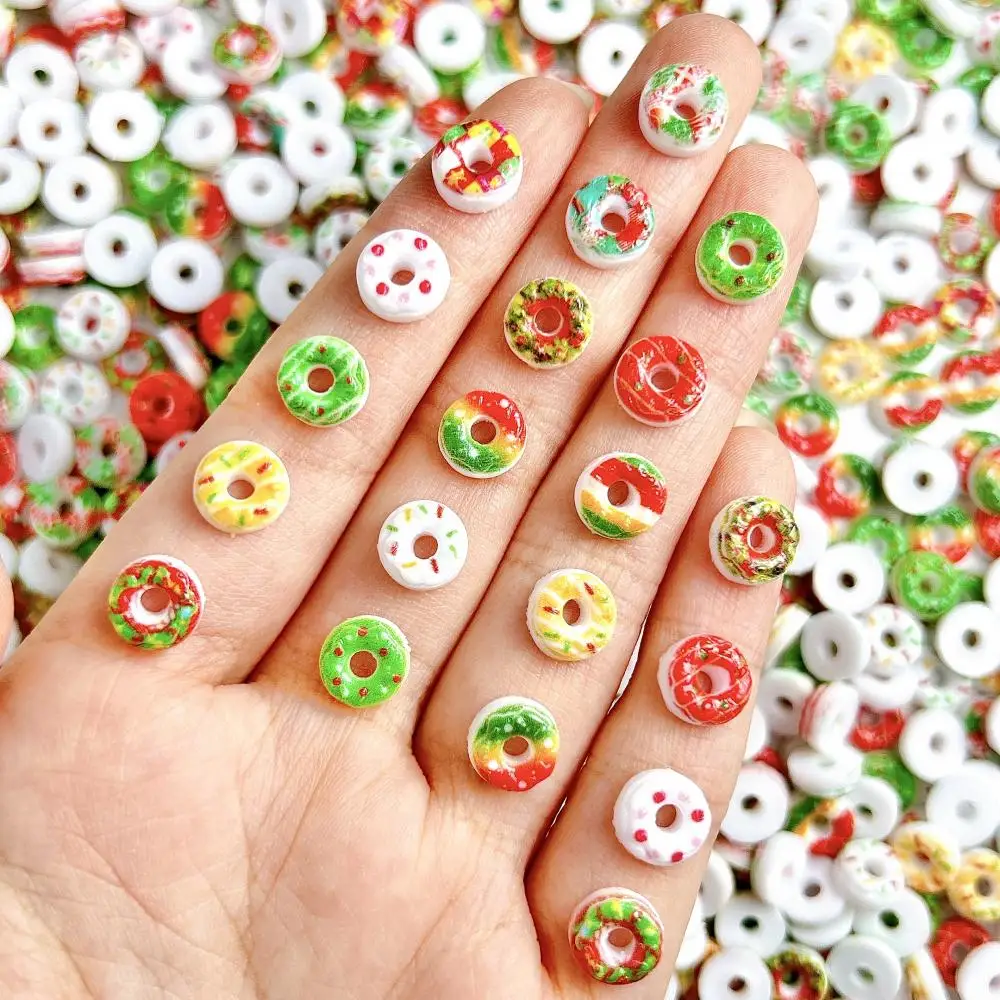 Meerdere kleuren donut nagelbedels Creatieve gesimuleerde geschilderde donut Kersthars Nail Art Decoraties DIY nagelaccessoires