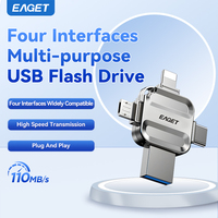 Eaget 4 in 1 USB Flash Drive USB3.0 Type C Lighting Mirco interface Pendrive for iPhone16 15 Samsung Android Laptop Memory Stick