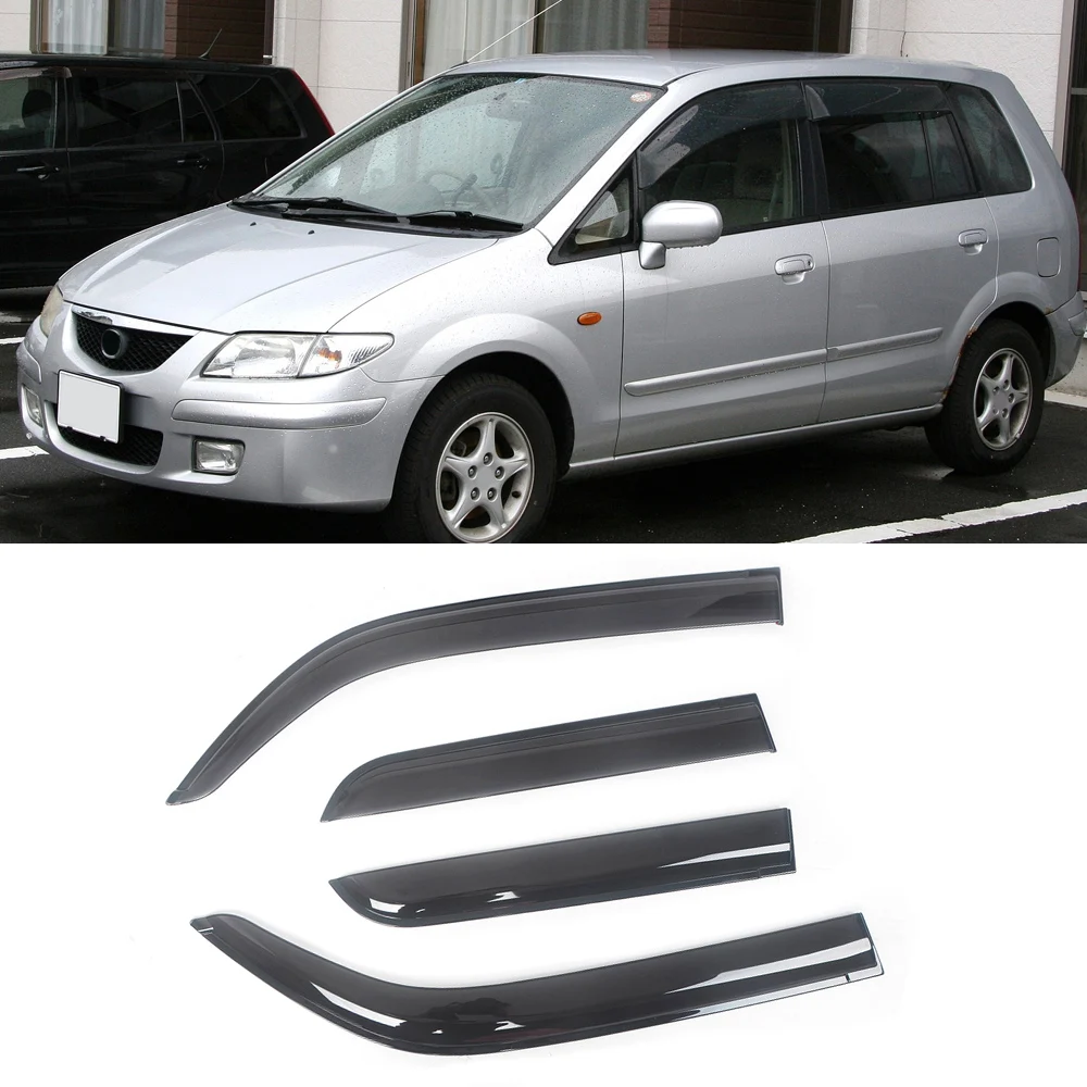 For Mazda 5 Premacy 1999-2017 Ford I-MAX Auto Black Car Side Window Visor Guard Vent Awnings Shelters Rain Guard Door Ventvisor