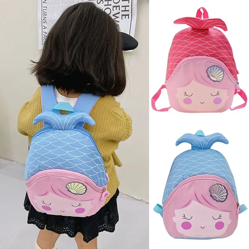 

New Cartoon Princess Fish Kids Backpacks for Teenager Cute Kindergarten Schoolbag Waterproof Kids Book Bags Boy Girls Animal Bag