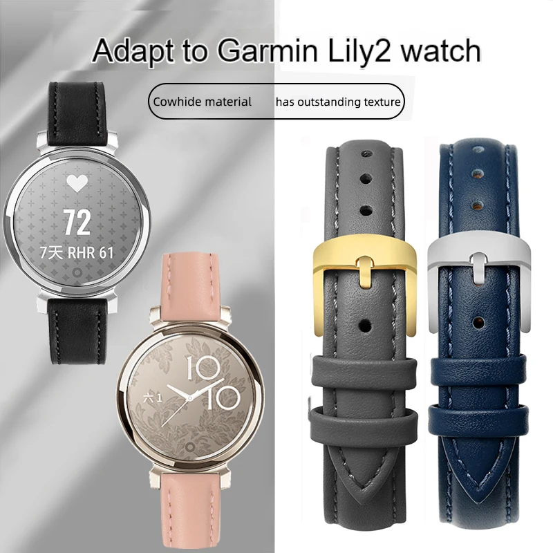 

For Garmin New Watch Lily2 Leather Strap Lily 2 Bracelet SmartWatch Quick Release Leather Watchband Women's Cowhide Strap 14mm