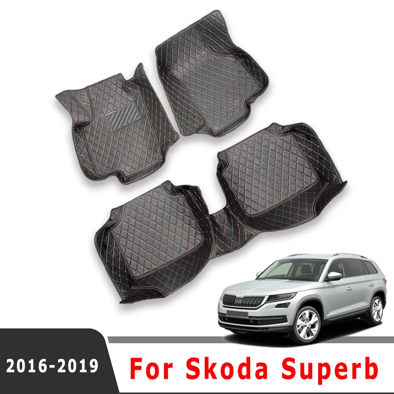 

Автомобильные коврики с левым рулем для Skoda Superb 2023 2022 2021 2020 2019 2018 2017 2016, автомобильные аксессуары для интерьера, водонепроницаемые ковры