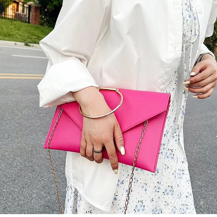 Fashion women Envelope Clutches chian Female Crossbody Shoulder Bag pu Leather Ladies Handbag Small lady phone bag clutch wallet