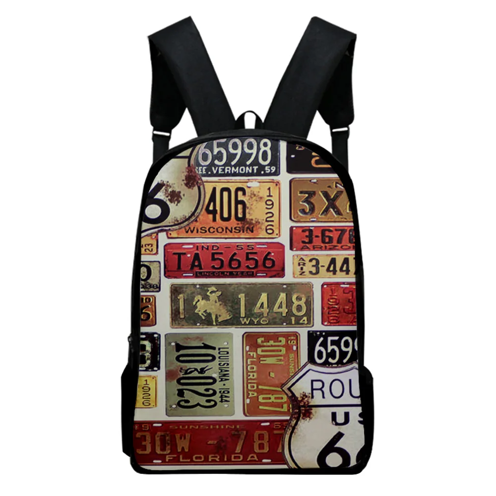 Route 66 Retro Car Backpacks Pupil School Bags Large Back Bag for Men Travel Notebook Casual Backpacks Student Teens Book Bags