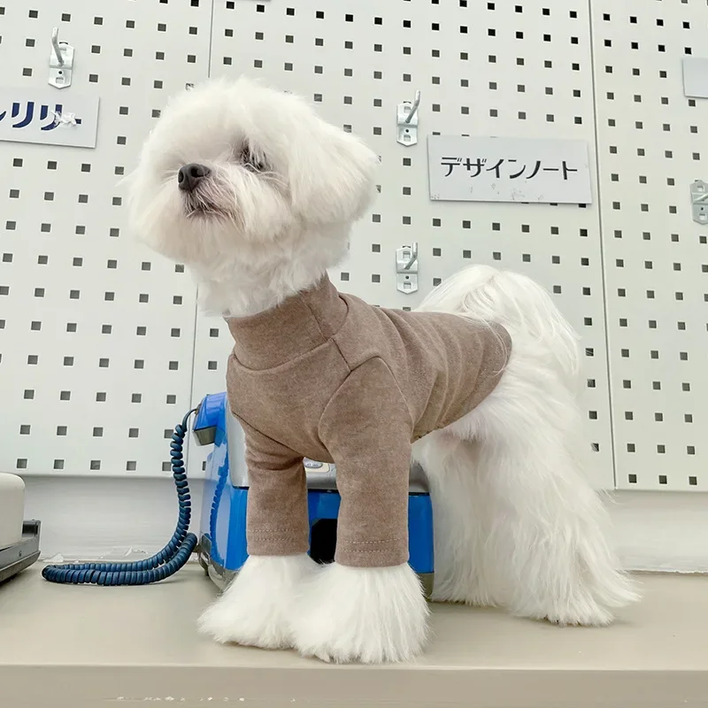 New Cotton Pet Bottoming Shirt Dog Clothes Schnauzer Corgi Cat Turtleneck Tight Bottoming Shirt Warm and Comfortable