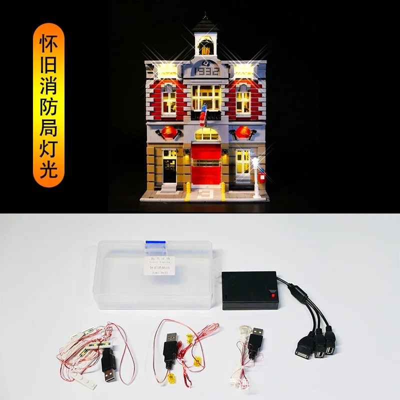 Kit de luz LED DIY para LEGO 10197, estación de bomberos, juego de bloques de construcción (solo luz LED, sin modelo de bloques)