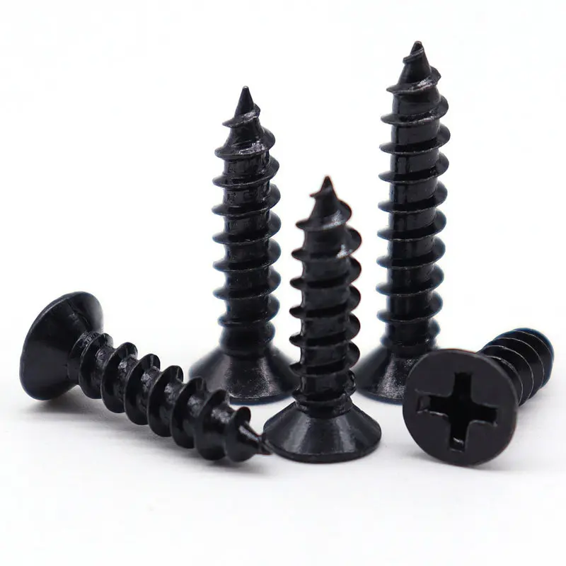 M1 M1.2 M1.4~M3 Black Carbon Steel Mini Micro Cross Phillips Flat Countersunk Head Self Tapping Wood Screw Length 3mm to 25mm