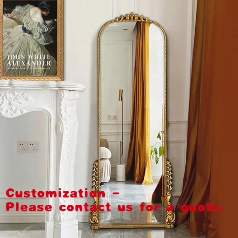 

Customize.European Vintage Decorative Floor Mirror Floor Full Length Extravagant Dressing Aesthetic Mirror Bedroom Living Ro