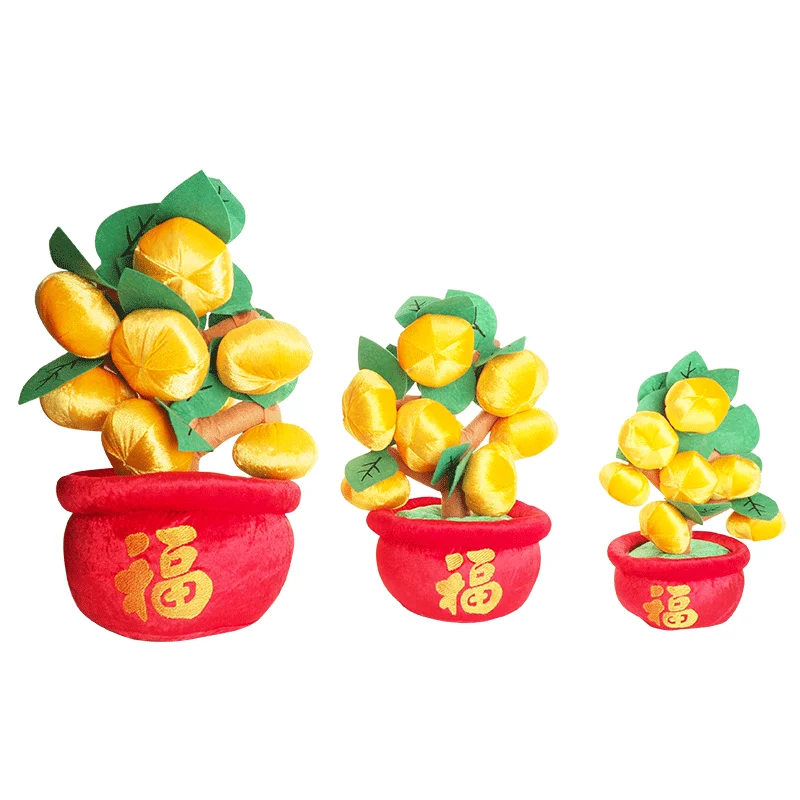 Chinese New Year flower peach tree potted decoration simulation plush New Year decorations oranges