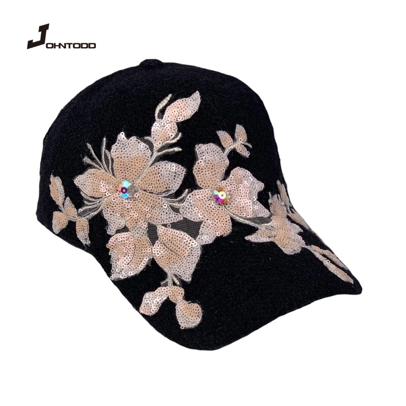 

autumn and winter Delicate Women Diamond Flower Baseball Cap Snapback Style Lady Hats Hot Selling Gorras wholesale