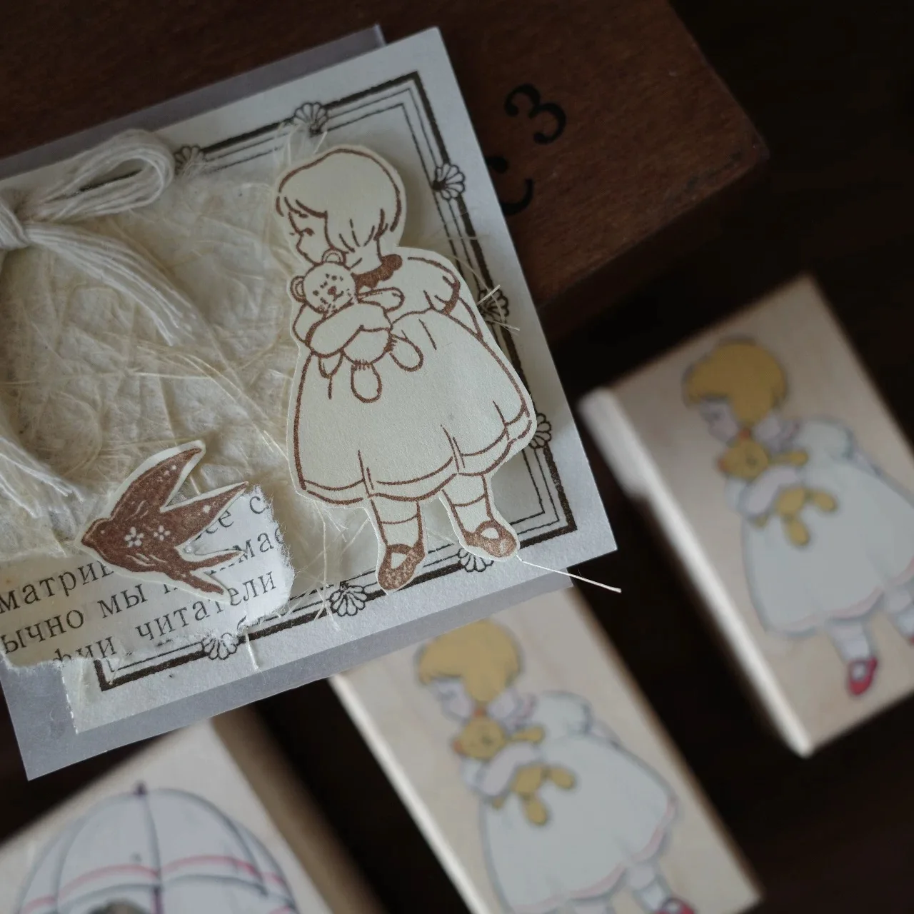 YiEr Studio Vintage Lovely Doll Girl Wooden Rubber Stamp for DIY Scrapbooking Photo Album Card Making