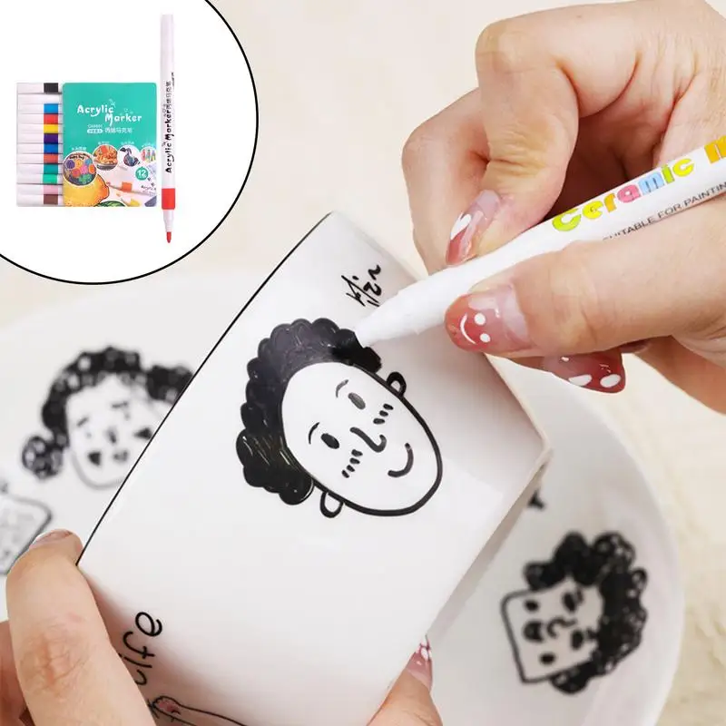 Rock Painting Art Paint Markers Acrylic Colors Painting Pens Waterproof Colors Painting Markers Set for Fabric Porcelain Glass