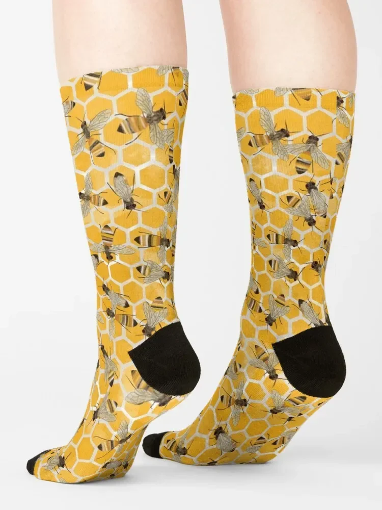 Bees on Honeycomb Socks Children's luxury Men Socks Women's