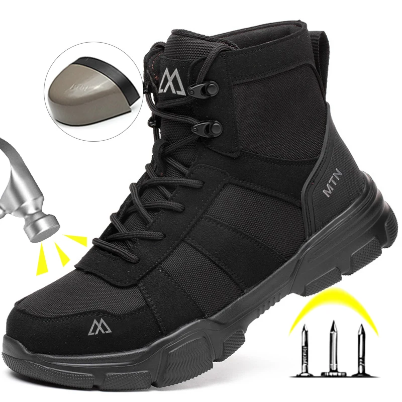 Light Breathable Protection Safety Shoes Men Steel Toe Cap Anti Smash Work Shoes Anti-Puncture Indestructible Man Safety Boots