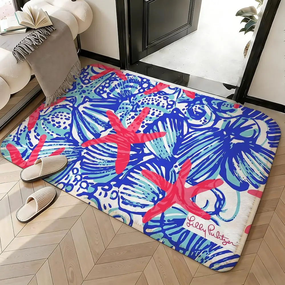 Soft Absorbent Non-Slip Rug Brand Logo L-Lilly Pulitzer Floor Mat Home Decor Doormat Bedroom Floor Mat Shower Carpet