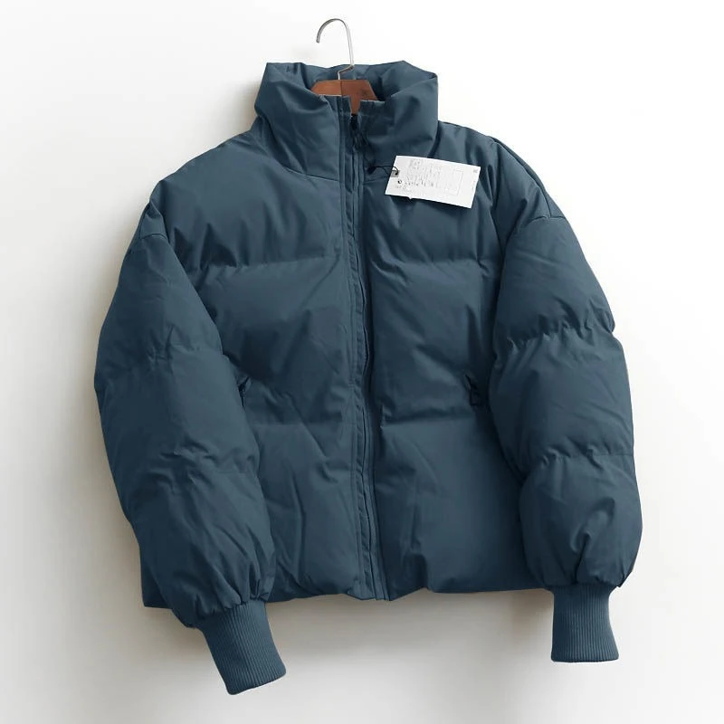 

Новинка зимы 2025 года, пуховая куртка на хлопковой подкладке, женская короткая куртка для студентов, утолщенная теплая повседневная свободная однотонная куртка Джокера