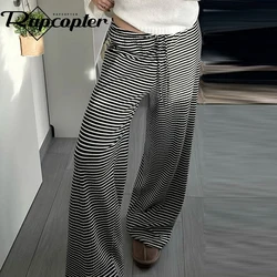 Rapcopter y2k Striped Trousers Women Vintage Casual Streetwear Shirring Baggy Harajuku Sweatpants Homewear Korean Pants 90s New