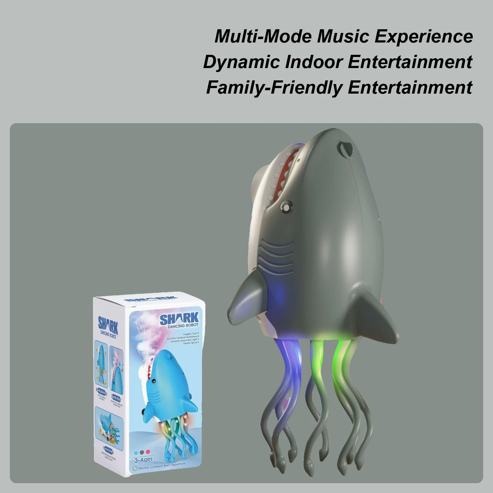 Dancing Shark Toy Light-Up Spray -Proof Doll Animal Soother Toy For Family Kids Boy Party Indoor Kindergarten Home Birthday