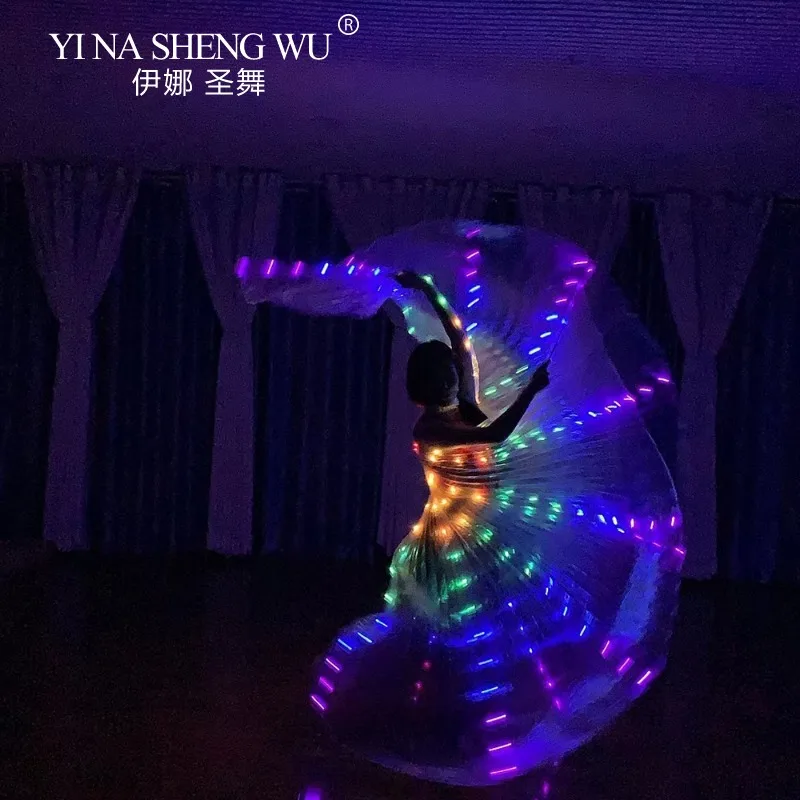 LED Wings Belly Dance Wings Isis Halloween Wing Prop Shining LED Lamp Wing Belly Dance Costumes Accessories Sticks for Adult