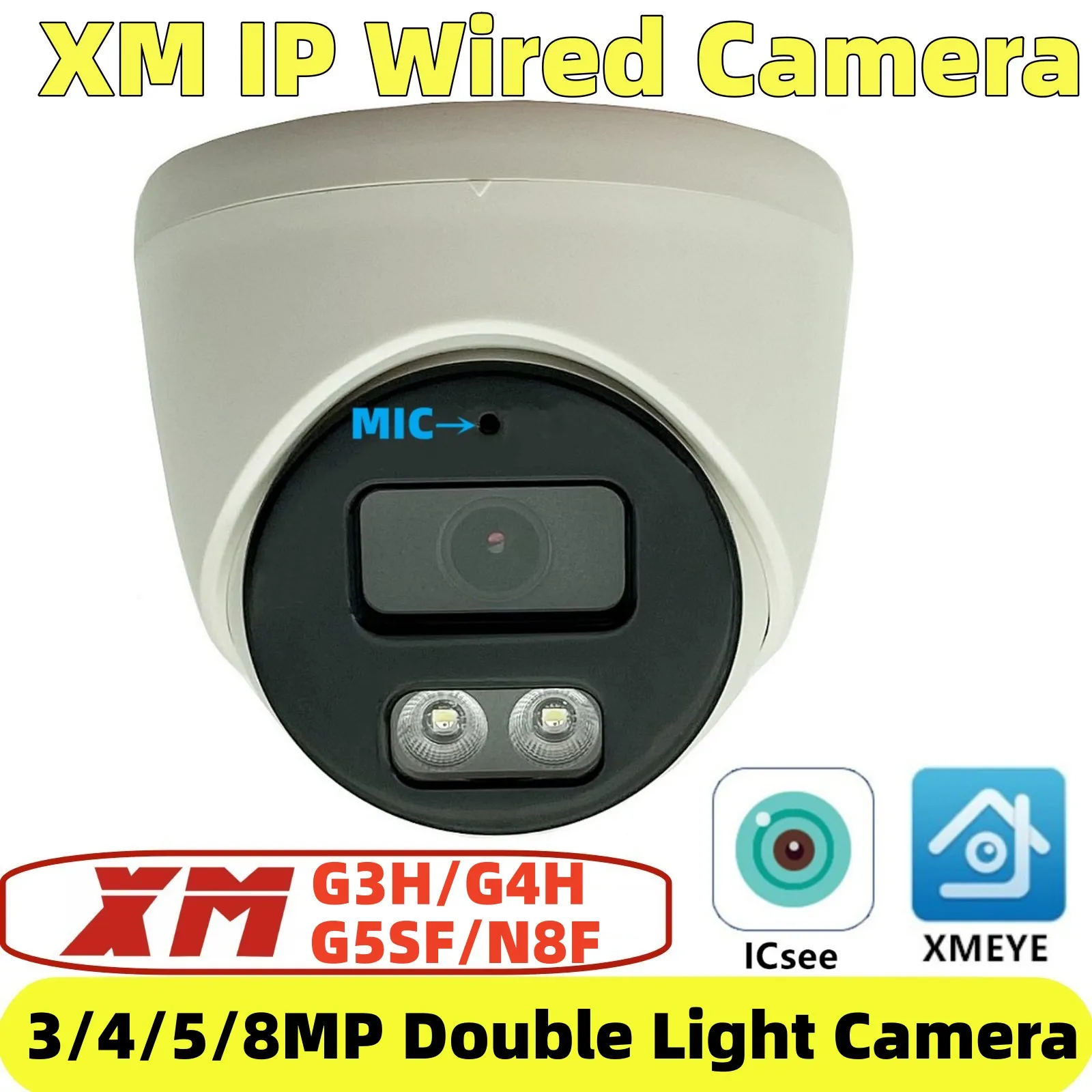 8/5/4/3MP XM IP Ceiling Dome Camera Double Light Motion Detect Built-In MIC XMEYE ICsee P2P Onvif RTSP Low illumination Indoor