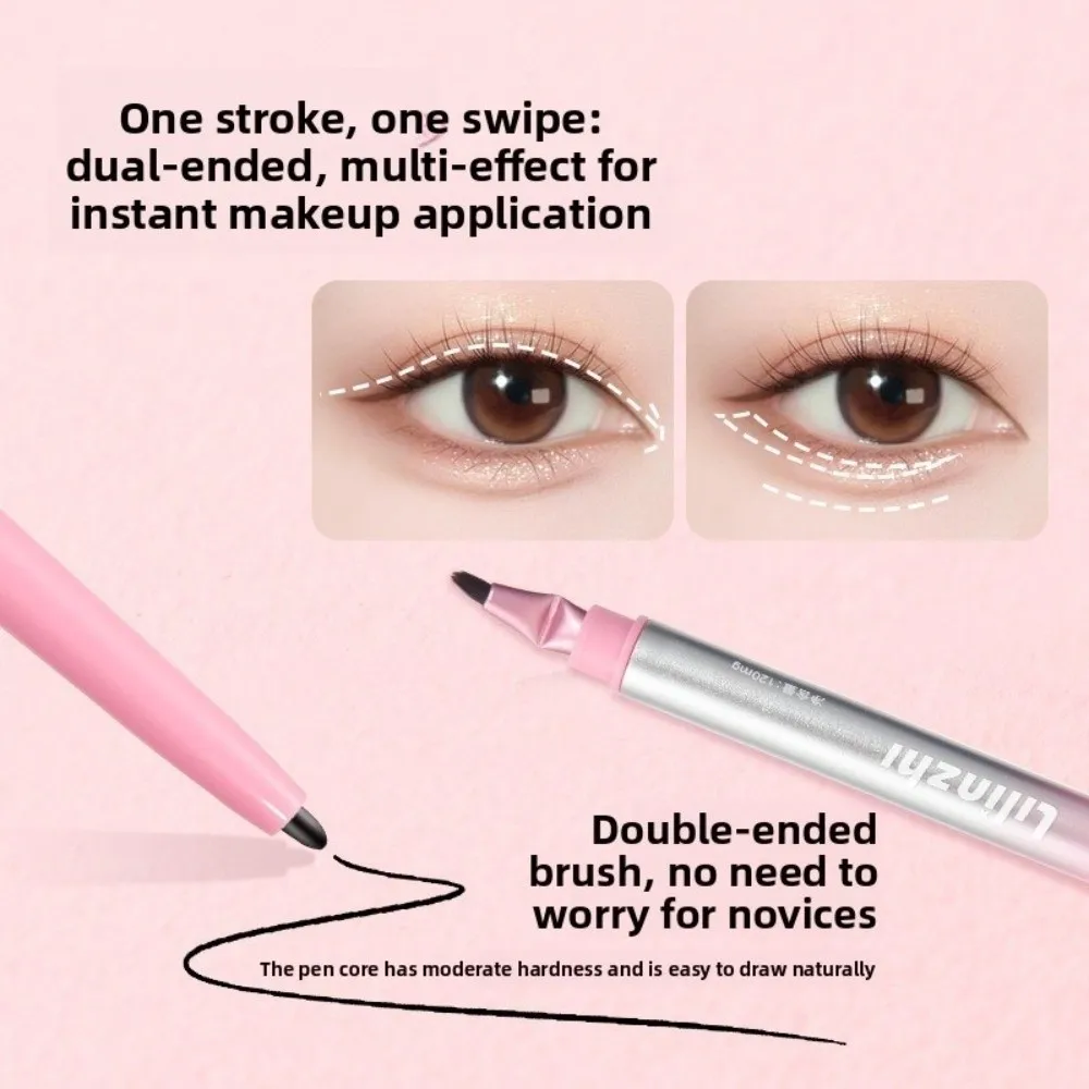 Regali Penna gel per eyeliner a doppia testa resistente al sudore con angoli piegati Penna per eyeliner Strumento per il trucco Eyeliner gel impermeabile