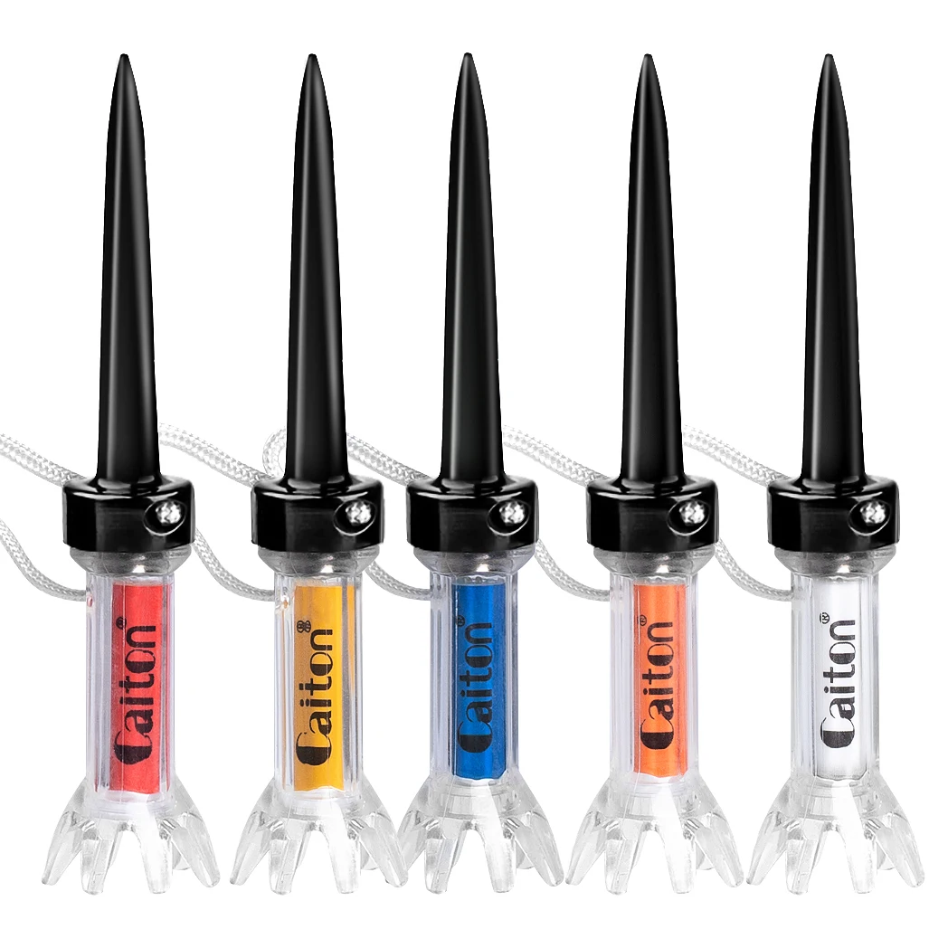 Caiton 5PCS 자기 플라스틱 골프 티 세트, 360° 반동, 3가지 조절 가능한 크기 – 정확성, 일관성 및 성능 향상...