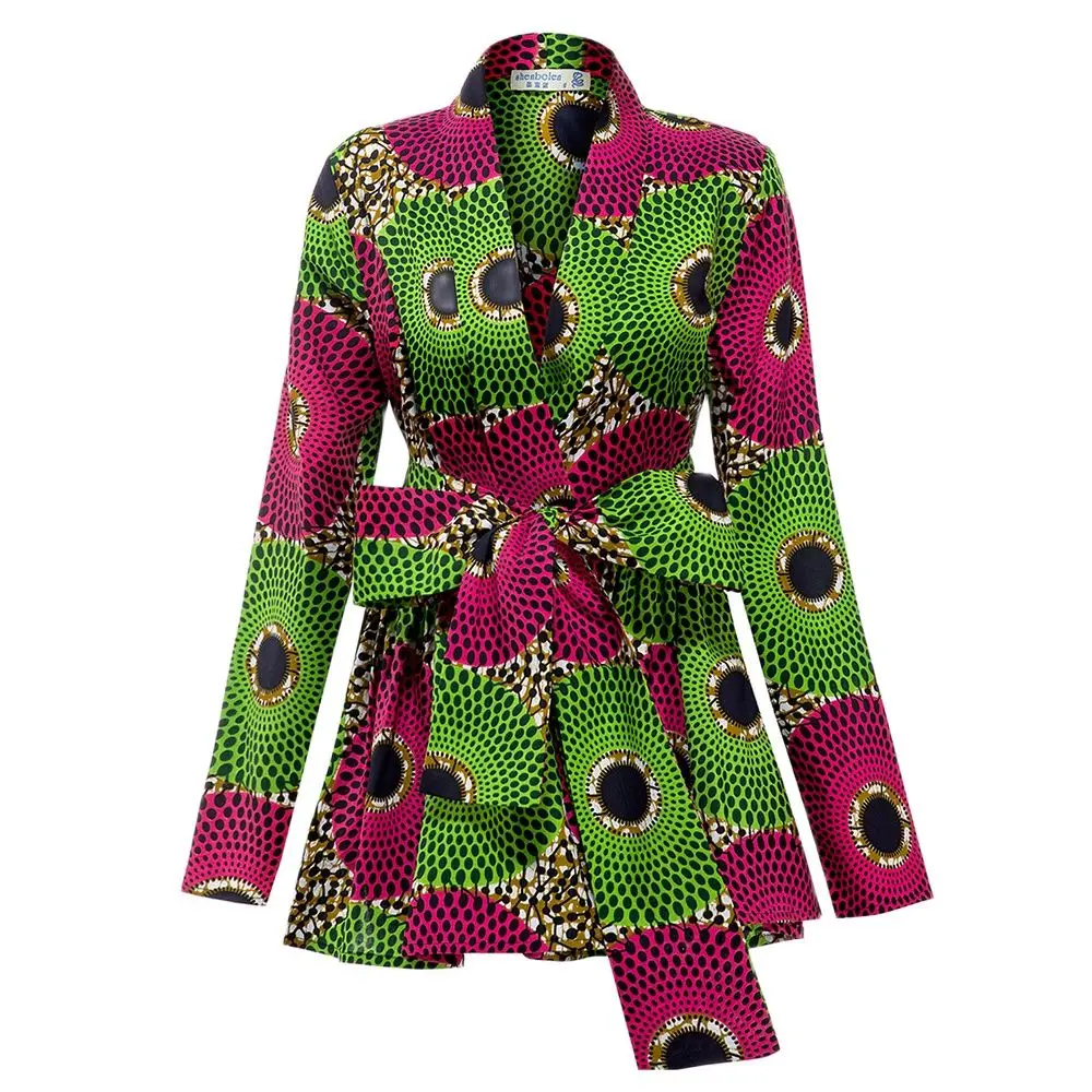 

African Clothes For Women Fashion Coat For Autumn Ankara Printed Wax Sewing Long Sleeve Jacket High Waist Casual Outfits