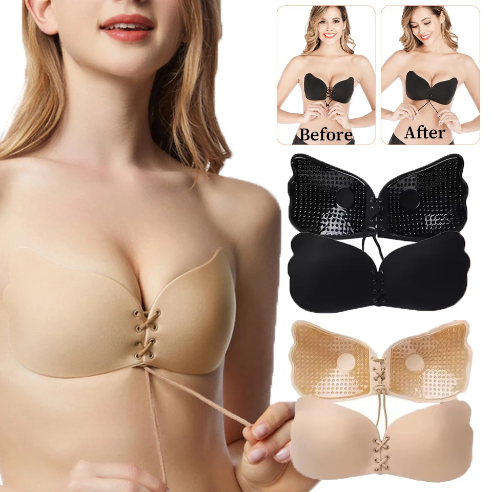 Soutien-gorge adhésif invisible sans bretelles pour femme, lingerie dos nu, autocollant de poitrine en silicone, soutien-gorge push-up