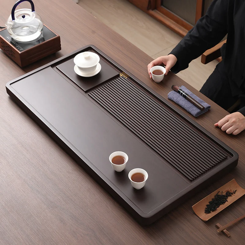 

Rectangle Long Tea Tray Hospitality Living Room Kitchen Wooden Luxury Tableware Drainage Tea Tray Chinese Bandejas Home Products