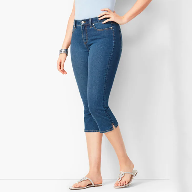 Summer European and American new women's jeans fashionable slim fit 7-point denim shorts