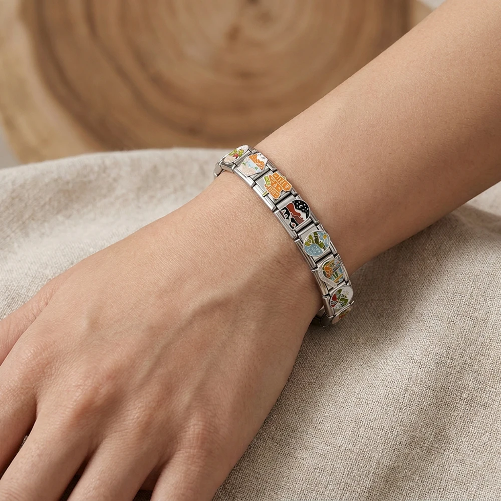 Design Outdoor-Reise-Serie Handketten-Geschenke Edelstahl-Schmuck Italienische Glieder Passend für 9mm Armband-Herstellung DIY-Perlen-Zubehör – Detail 6