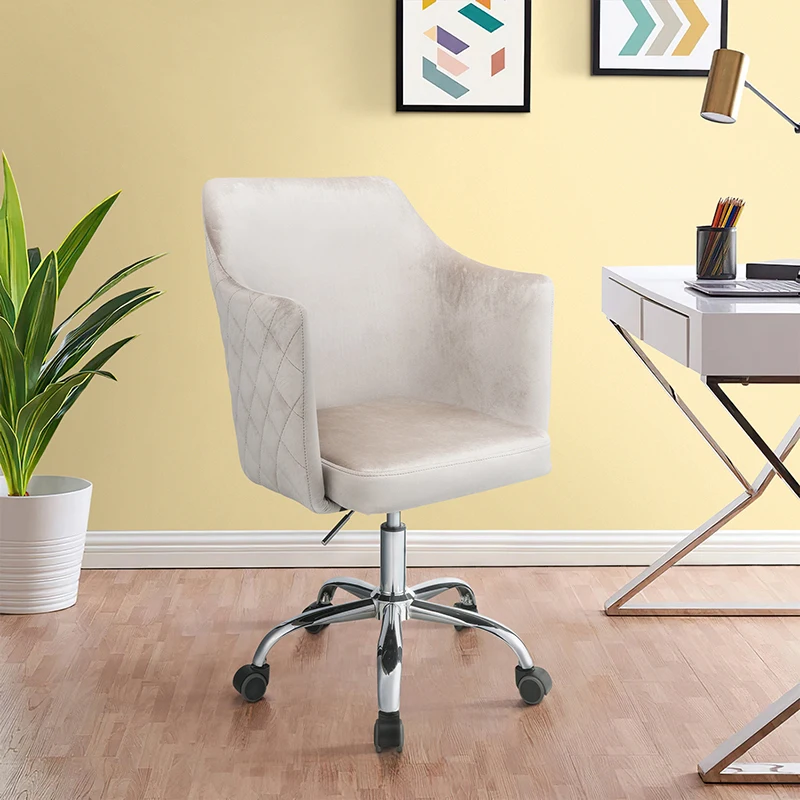 Champagne and Chrome Swivel Office Chair On-Site