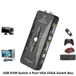 USB KVM Switch 4 Port VGA SVGA Switch Box USB 2.0 KVM Mouse Switcher Keyboard 1920*1440 Vga Splitter Box Sharing Switch