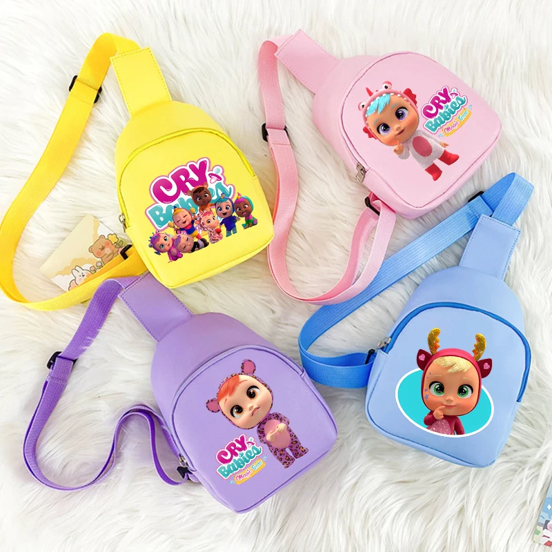 Crying Babies Shoulder Bags Girl Cartoon Anime Figure Chest Bag Pink Sweet Crossbody Bags Travel Fashion Handbag Storage Pouch
